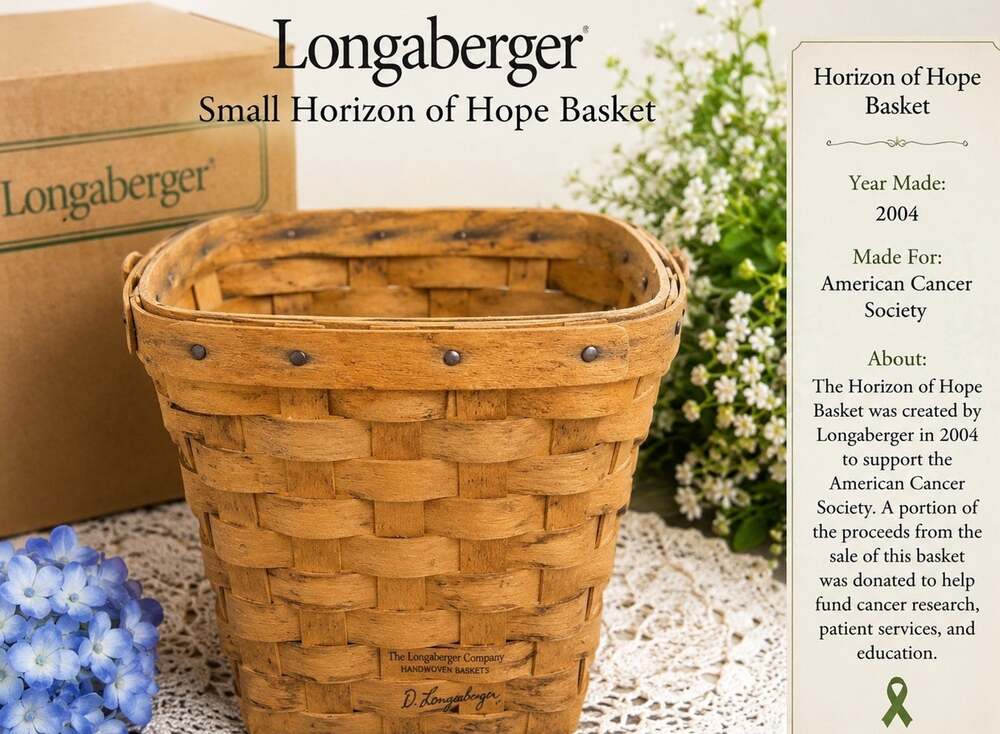 Longaberger 2004 Horizon of Hope Small Basket Signed American Cancer Society